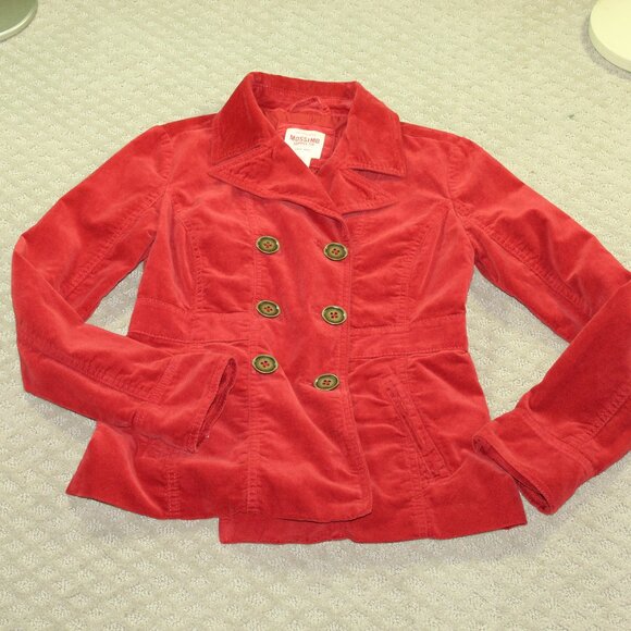 Mossimo Supply Co Women's S Red Velour Peacoat with Large Buttons - Picture 1 of 6